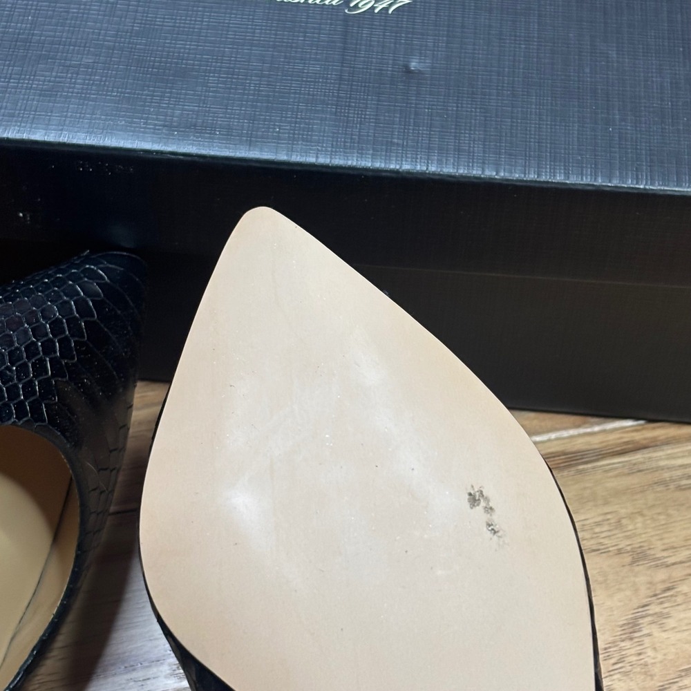 Talbots Nelli Flats Women 8.5 Blackstone Black Snakeskin Pointed Toe NELLI3E-M - Picture 9 of 13